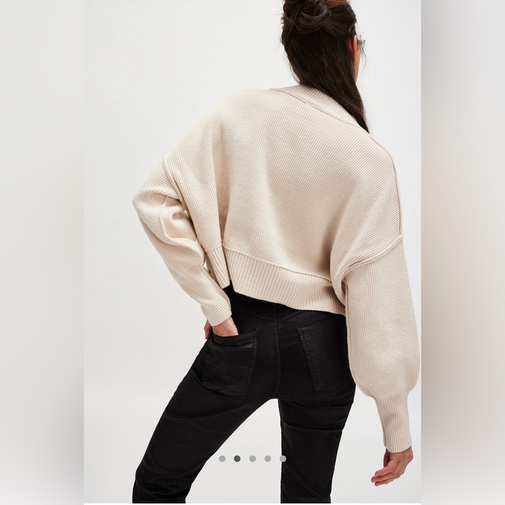 NWT Free People Easy Street Crop Pullover Pearl - Picture 2 of 7